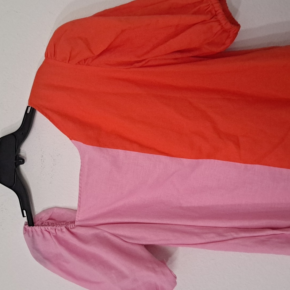 CROSBY by Mollie BurchLovett Colorblock Asymmetrical Neckline Short Puff Sleeve - Picture 7 of 11